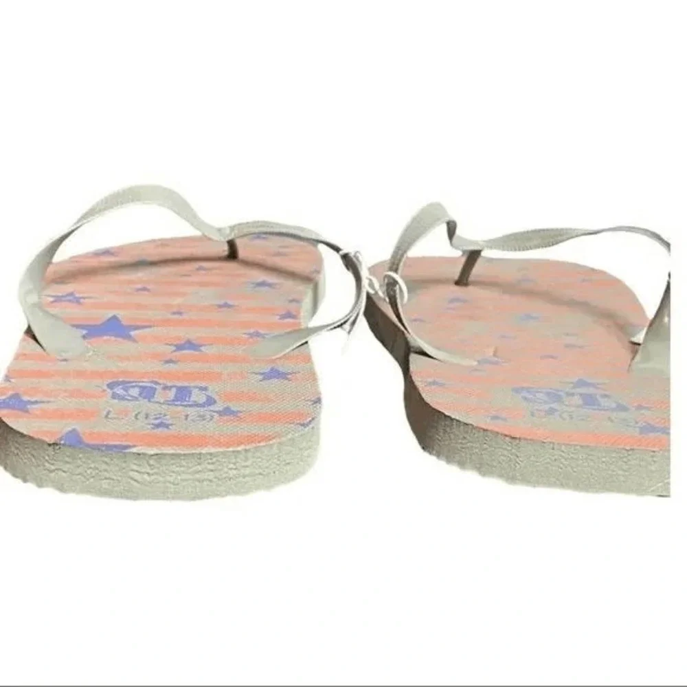 OT Revolution Flip Flops LG Grey‎ Blue Stars Patriotic Slip On July 4th Casual